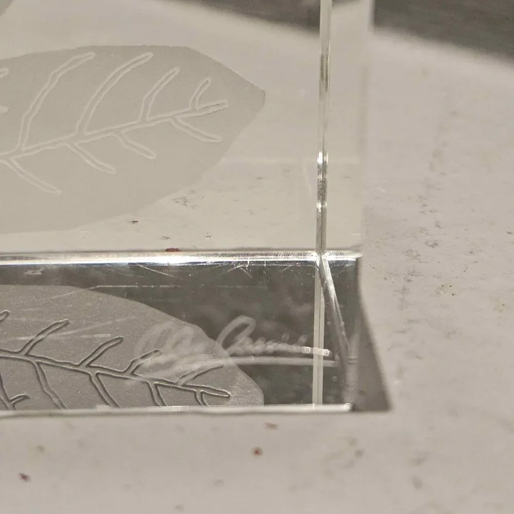 Signed Oleg Cassini Etched Leaves Crystal Votives